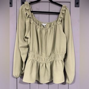 NWT Long Sleeve Square Neck Peplum Blouse